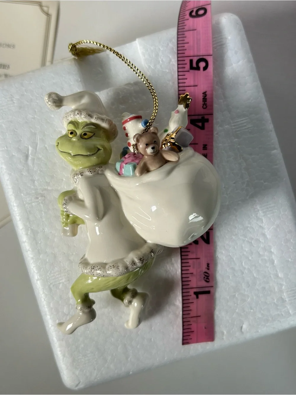 Lenox Old Grinchy Claus Grinch Ornament 24K Gold Dr Seuss w Box COA